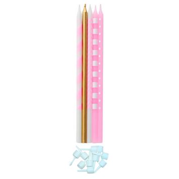 10 Bougies fines Candy Bar - Rose
