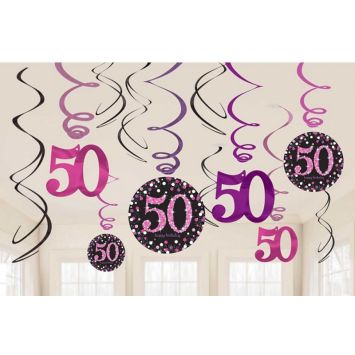 12 Suspensions 50 Ans - Rose / Noir