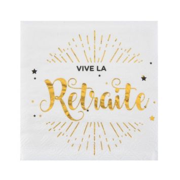 20 Serviettes "Vive la Retraite" - Elégant