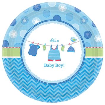 8 Grandes Assiettes Cartonnées - It's a Baby Boy !