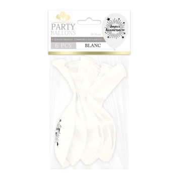 6 ballons blancs Joyeux Anniversaire en latex de 30 cm | jourdefete.com