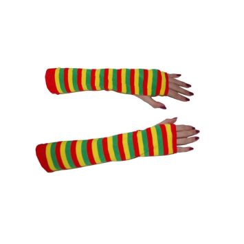 Mitaines Longues Rayées Rouge/Vert/Jaune