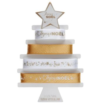 4 Rubans Autocollants - Joyeux Noël - Noël Or Métallisé