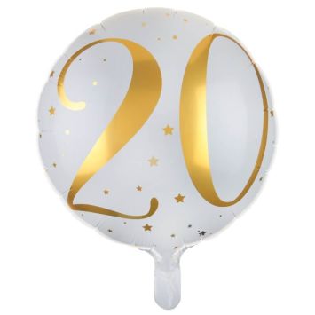 Ballon Anniversaire - Blanc et Or - 20 ans | jourdefete.com