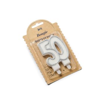 Bougie 50 Ans Pailletée Argent