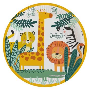 8 assiettes - 22,8 cm - Les Animaux de la Jungle | jourdefete.com