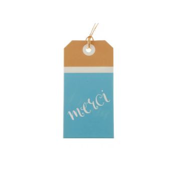 12 Etiquettes "Merci" - Bleu