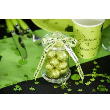 Ruban "Joyeux Anniversaire" en Satin - Vert