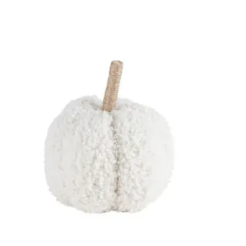 Une citrouille blanche en tissu bouclette pour la décoration d'automne | jourdefete.com