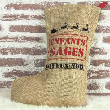 Chaussette de Noël à Suspendre en Toile de Jute