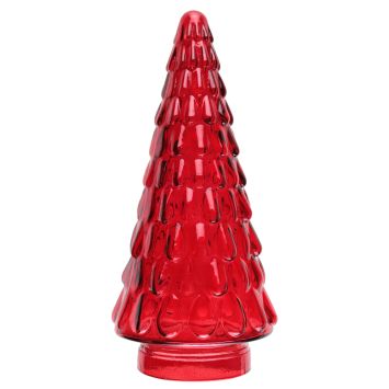 Sapin conique rouge en verre 15 cm, décoration élégante pour Noël | jourdefete.com