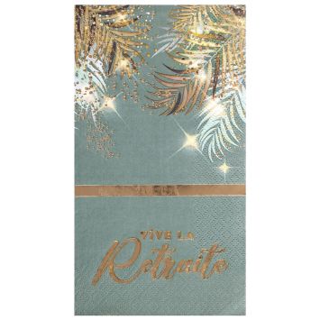 12 serviettes "Vive la Retraite" en papier - 33 x 40 cm - Collection Retraite Dorée - Couleur au choix