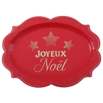2 plateaux "Joyeux Noël" en carton - Noël - 36 x 26 cm - Collection Noël Étincelant - Couleur au choix