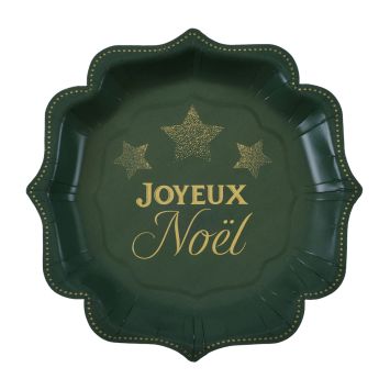 10 assiettes "Joyeux Noël" en carton - Noël - 18 x 18 cm - Collection Noël Étincelant - Couleur au choix