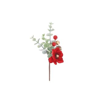 Branche décorative élégance en velours rouge et or 18 cm | jourdefete.com