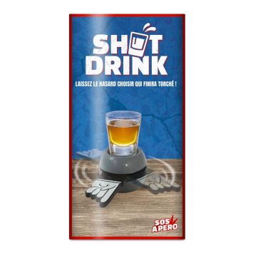Jeu à boire Shot Drink avec flèche tournante et verre de shooter rempli | jourdefete.com
