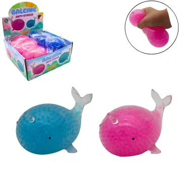 Baleine anti-stress à billes colorée rose ou bleue | jourdefete.com