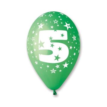 10 ballons multicolores avec étoiles chiffre 5 | jourdefete.com