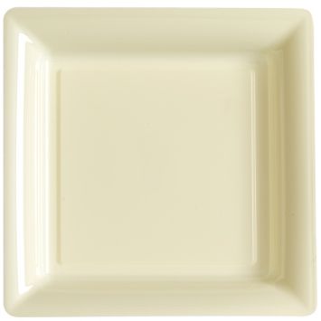 12 Assiettes Cocktail Carrée en Plastique - Ivoire