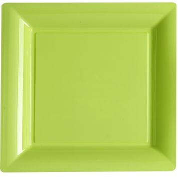 12 Assiettes Cocktail Carrée en Plastique - Vert Anis
