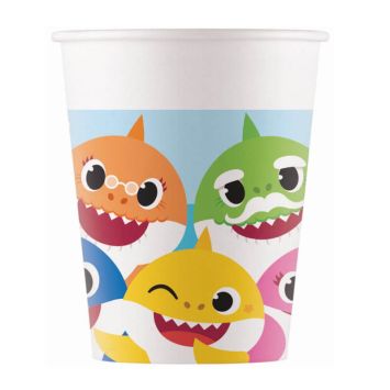 lot de 8 gobelets en carton FSC Baby Shark de 25 cl | jourdefete.com