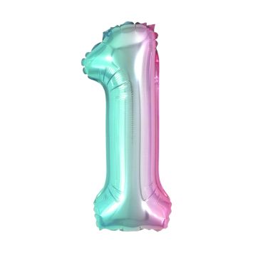 Ballon à air Chiffre Iridescent Arc-en-ciel - 66 cm - Chiffre au Choix