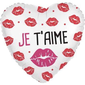 Ballon cœur Je t’aime rouge et blanc Saint-Valentin | jourdefete.com