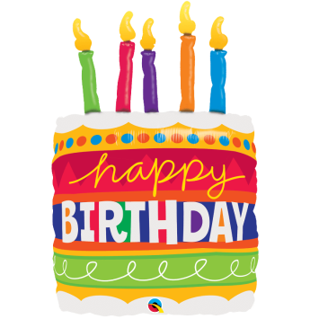 Ballon Métallique Hélium en forme de gâteau "Happy Birthday"
