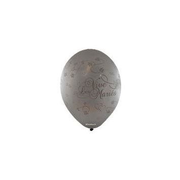 10 Ballons Vive les Mariés Couleur Argent 