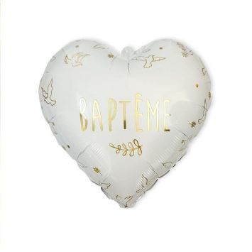 Ballon Métallique - Cœur "Baptême" | jourdefete.com