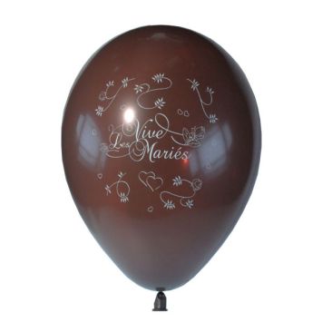 10 Ballons Vive les Mariés Couleur Chocolat 