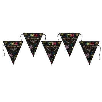Banderole de 7 fanions "Joyeux Anniversaire" - 3 m - Collection Festicolor - Couleur au choix