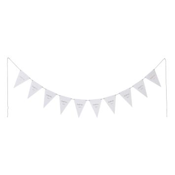 Guirlande baptême papier effet lin et or avec fanions décoratifs | jourdefete.com