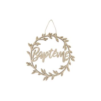 Suspension ronde en bois "Baptême" pour décoration | jourdefete.com