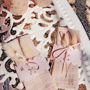 8 Ronds de serviette - Collection Boho Blush et Or