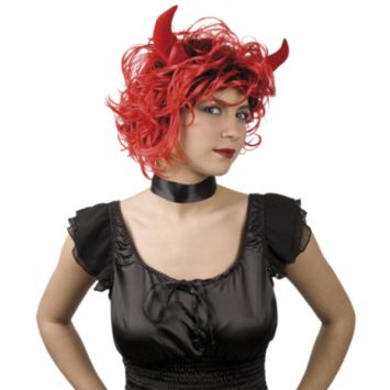 Perruque de Diablesse avec Cornes Halloween