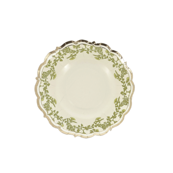 Bols Botanica Verde 13,5 cm crème, pistache et or – lot de 8 | jourdefete.com