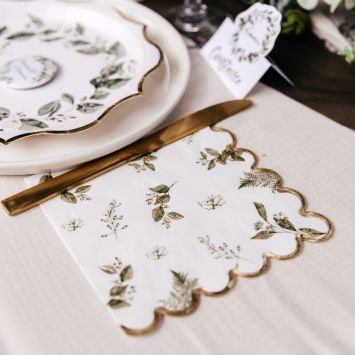 16 Serviettes - Collection Botanique Vert et Or