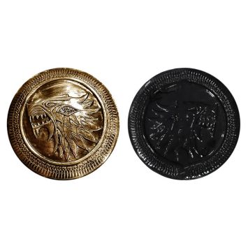 Bouclier Romain 44 cm avec tête de lion dorée et noire | jourdefete.com