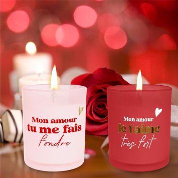 Bougie en verre - Saint-Valentin - Collection Chéri Chérie - Modèle Aléatoire