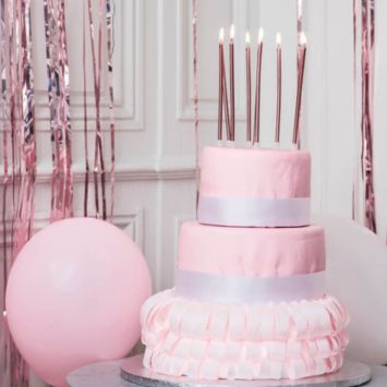 10 Bougies Fines avec Bobèches - 15 cm - Rose Gold