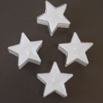 4 Bougies Etoile Pailletées - Blanches