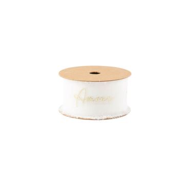 Ruban Effiloché en Mousseline de Soie - Amour - Couleur Blanc