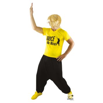 Déguisement Brice de Nice t-shirt jaune et pantalon noir | jourdefete.com