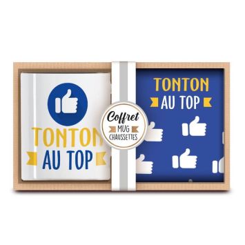 coffret cadeau mug et chaussettes tonton au top | jourdefete.com
