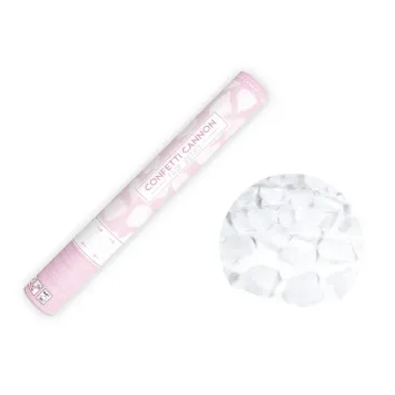 Canon à confettis pétales de rose blanc pour mariages | jourdefete.com