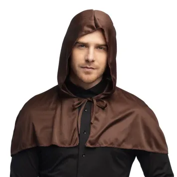 Homme portant une capuche marron de moine médiéval | jourdefete.com