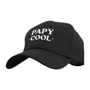 Casquette noire avec l’inscription "Papy Cool" brodée en blanc | jourdefete.com