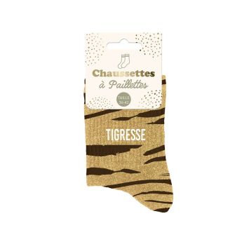 Chaussettes à paillettes à motifs félins pour femme - Modèle au choix