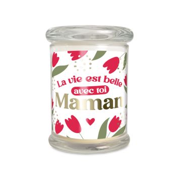 Bougie en verre - Collection Maman d'Amour - Modèle au choix